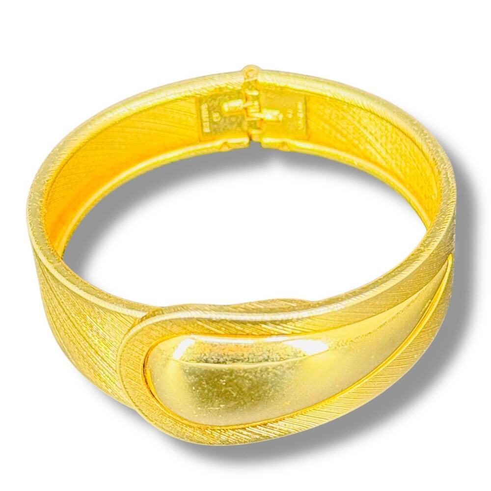 Vintage Modernist Style Bangle By Sarah Coventry Rose GoldTone Adjustable